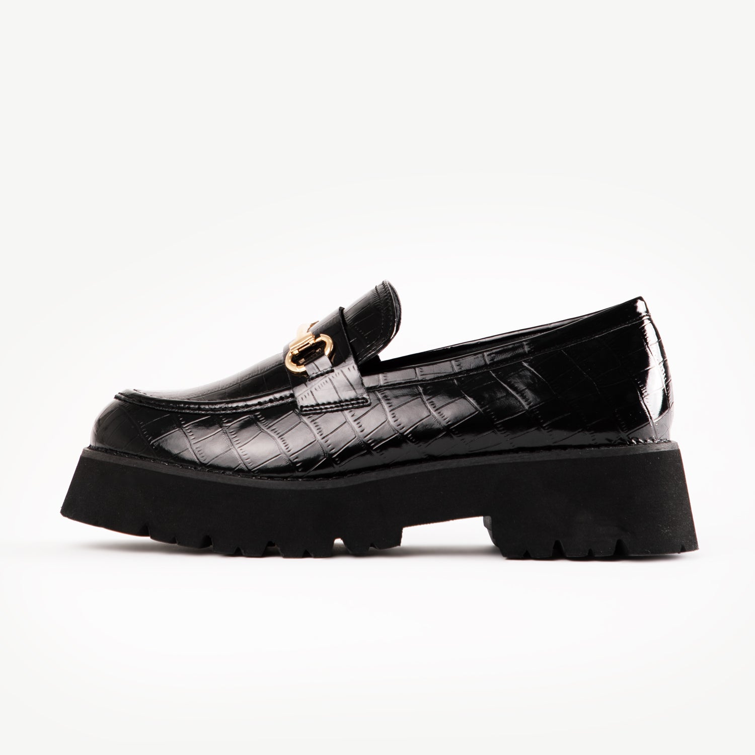 RAID Monster Chunky Flat Shoe in Black Croc