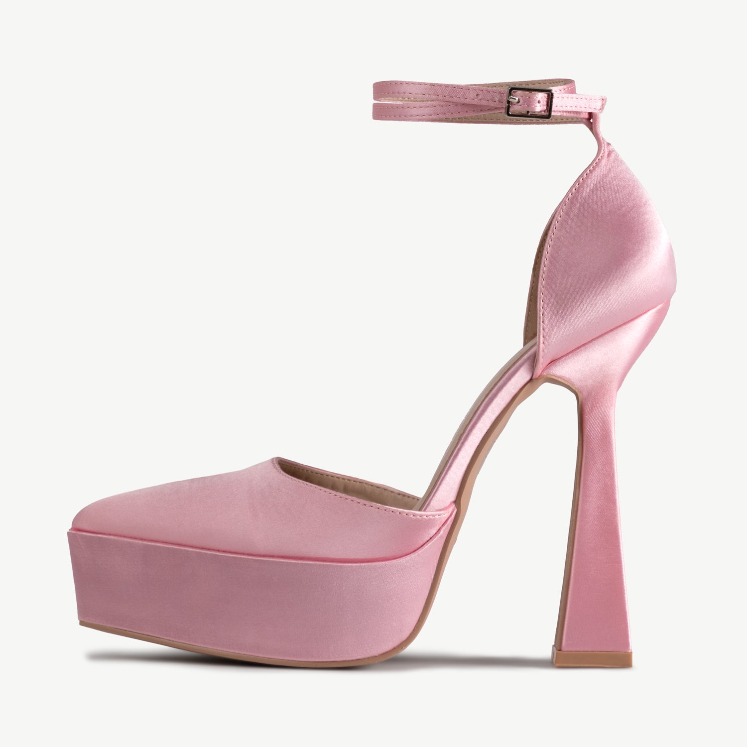 RAID Pearly Platform Heel Pump in Pink Satin