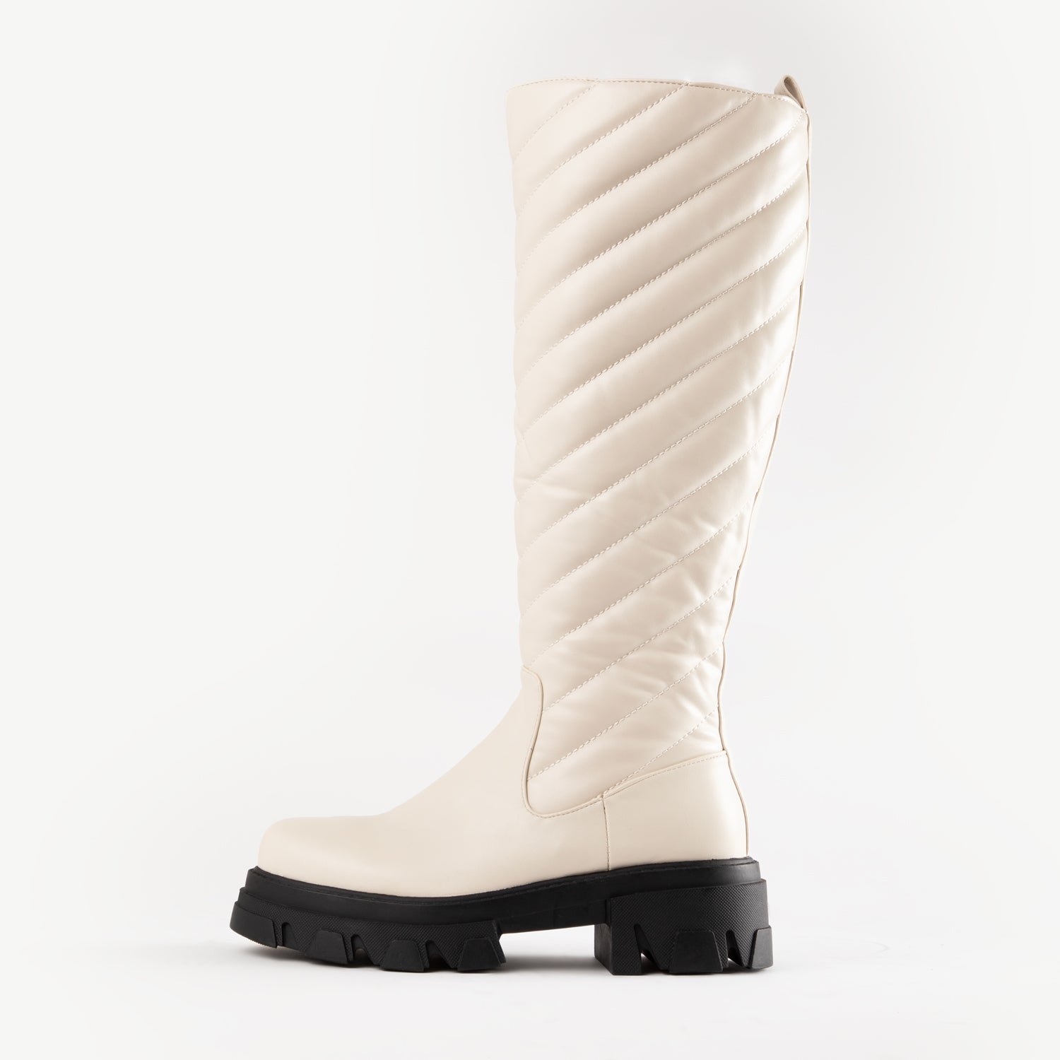 RAID Phebe Chunky Knee High Boot in Off White