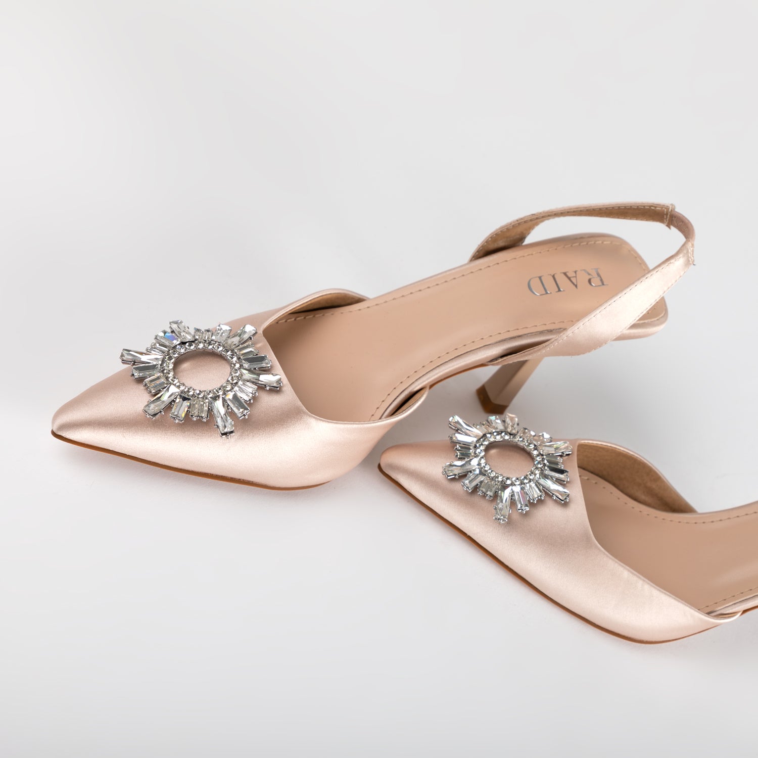 RAID Punam Heeled Slingback in Nude Satin