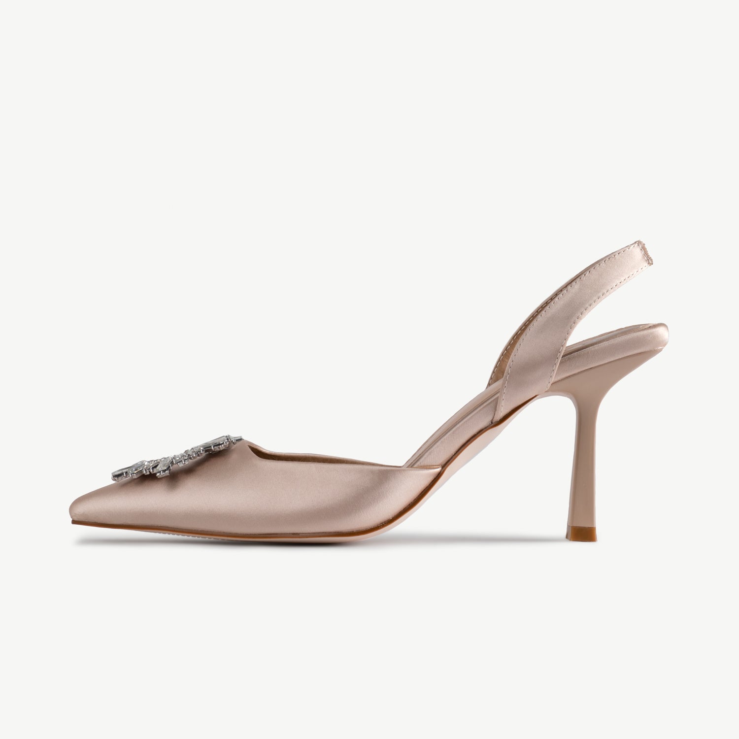 RAID Punam Heeled Slingback in Nude Satin