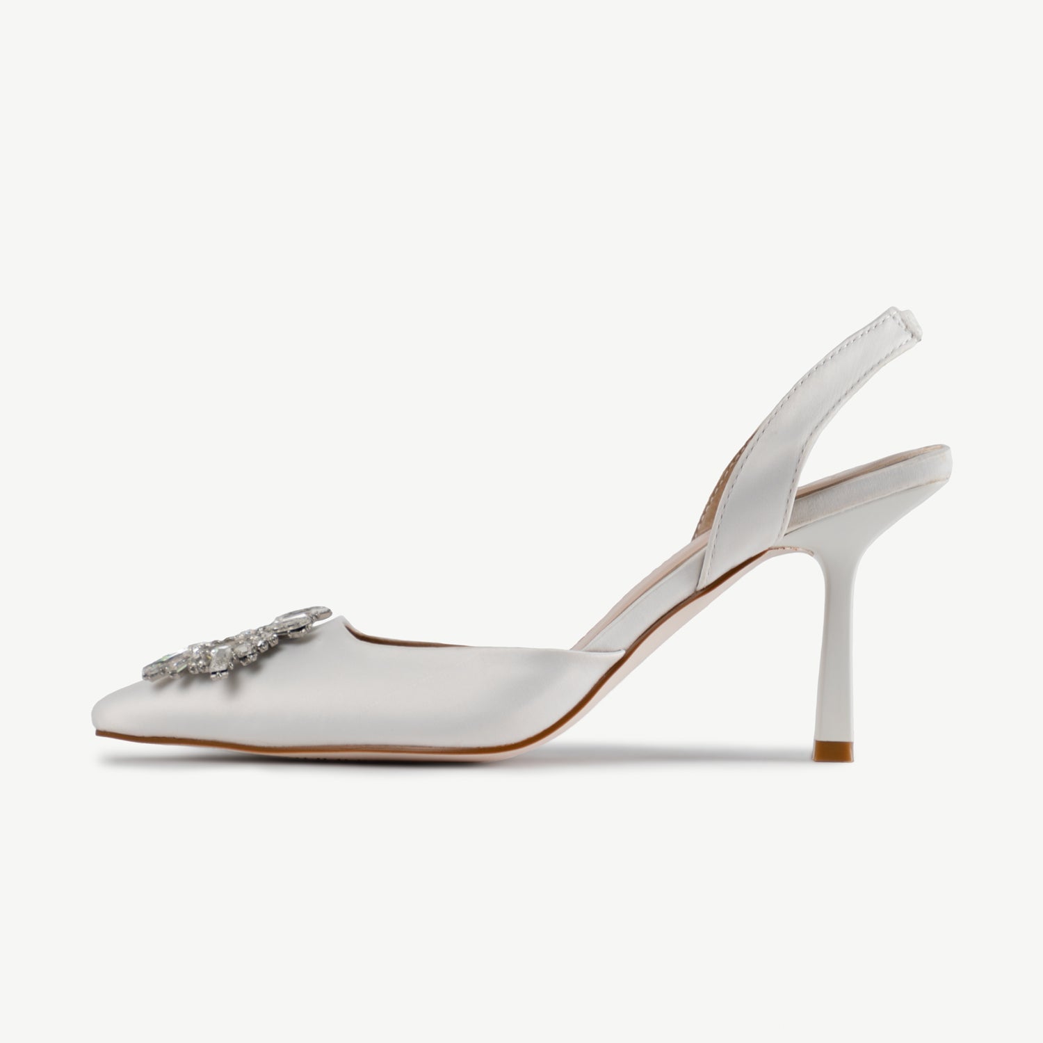 RAID Punam Heeled Slingback in White Satin