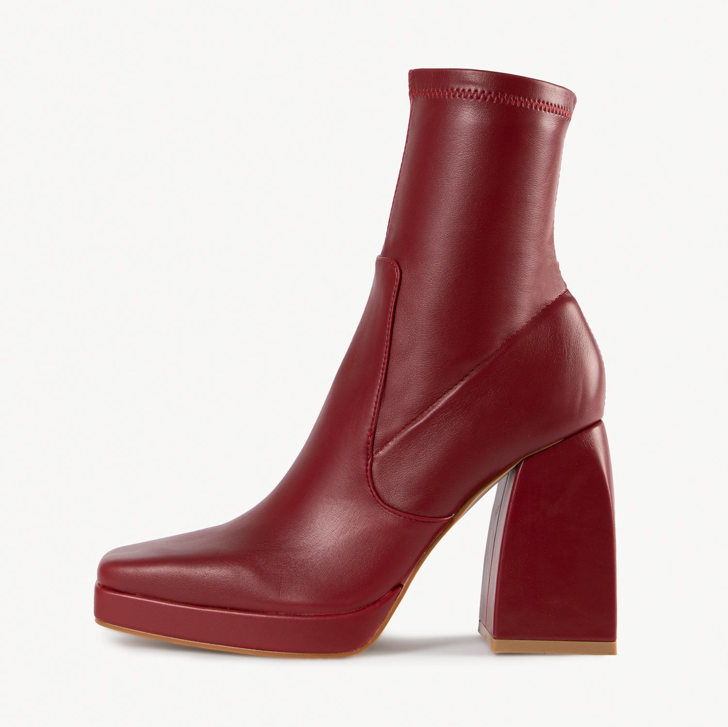 RAID Recruit Block Heeled Ankle Boot in Burgundy