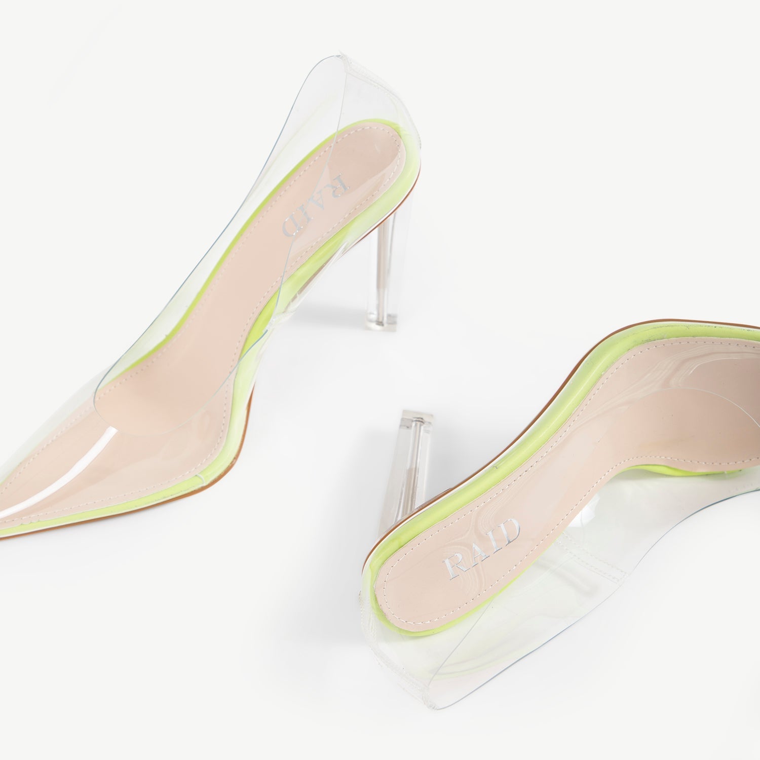 RAID Ridha Perspex Court Shoes In Clear Lime