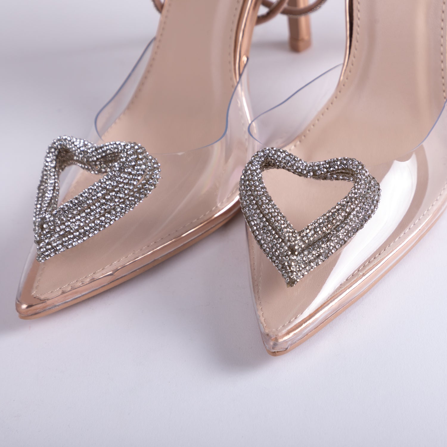 RAID Roana Stiletto Pump In Clear/ Rose Metallic