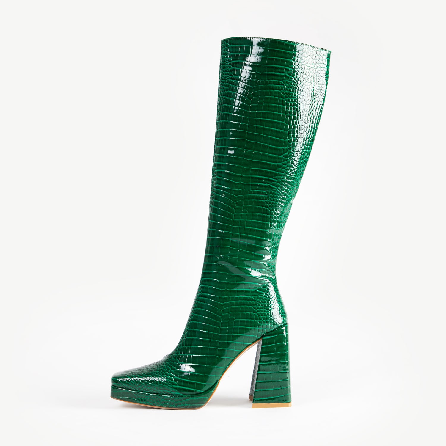 RAID Rosie Long Boot in Green Croc