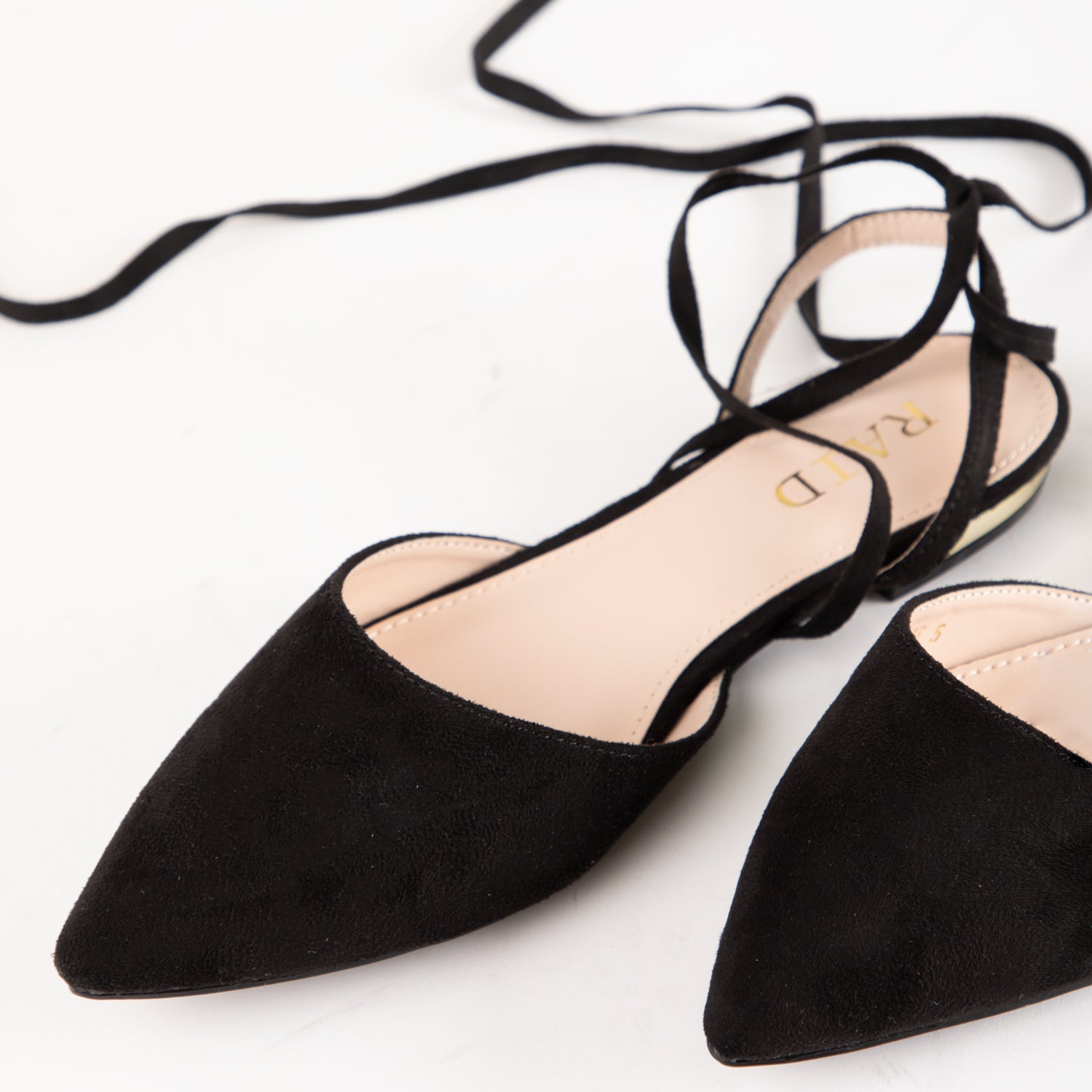 RAID Rubie Lace-Up Flat Sandals in Black Suede