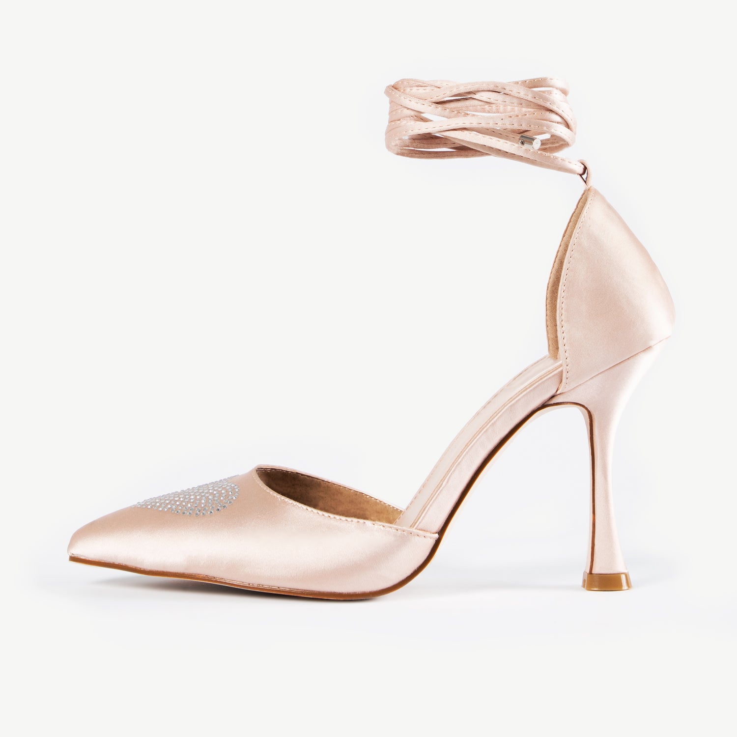 RAID Sidney Heeled Pump in Nude Satin