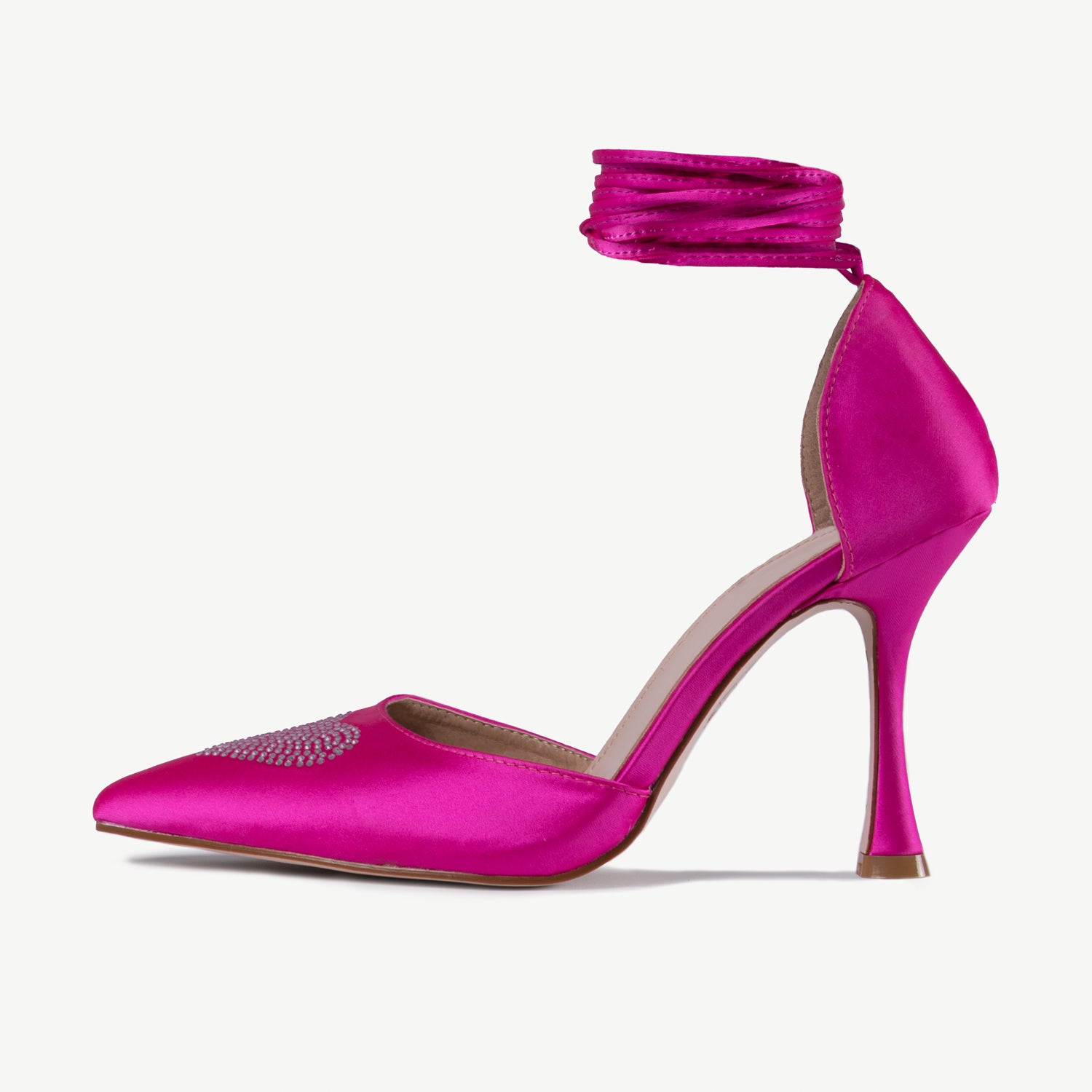 RAID Sidney Heeled Pump in Pink Satin