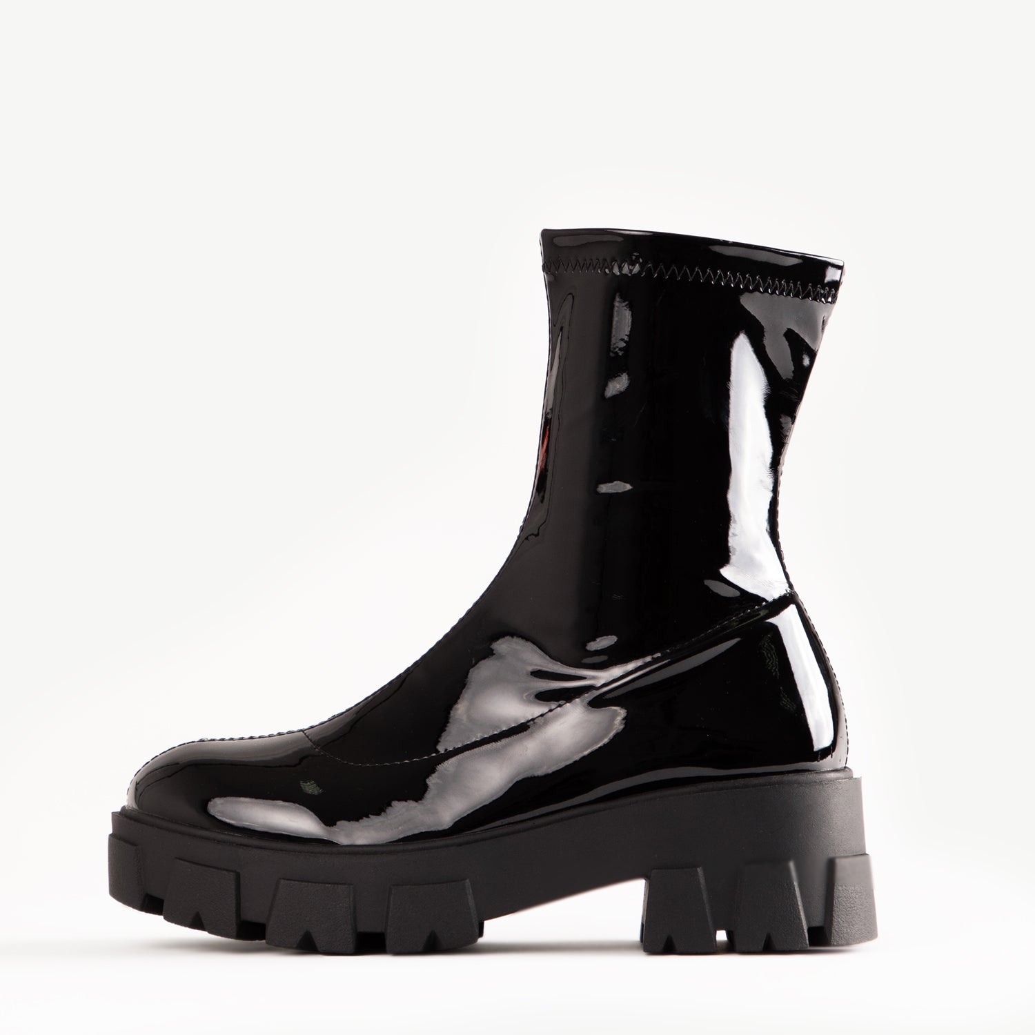 RAID Tackle Chunky Ankle Boot in Black Patent