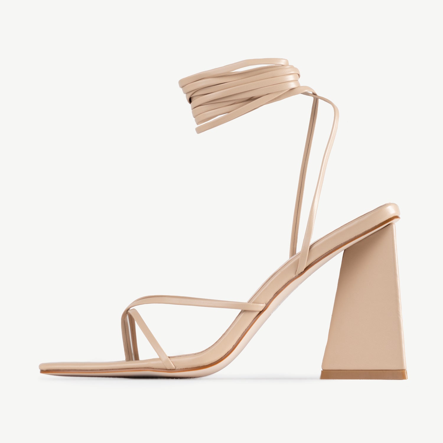 RAID Vedika Lace Up Block Heel in Nude