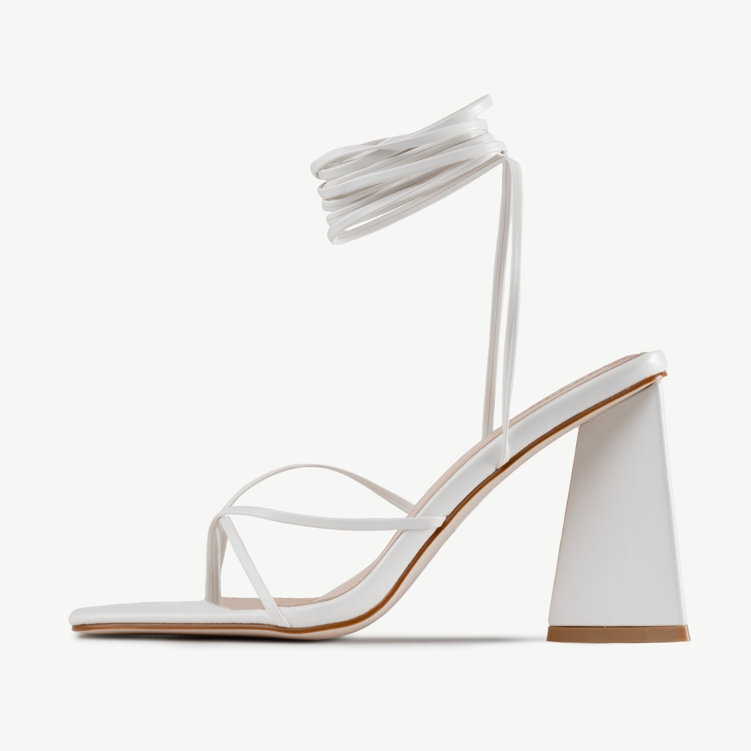 RAID Vedika Lace Up Block Heel in White