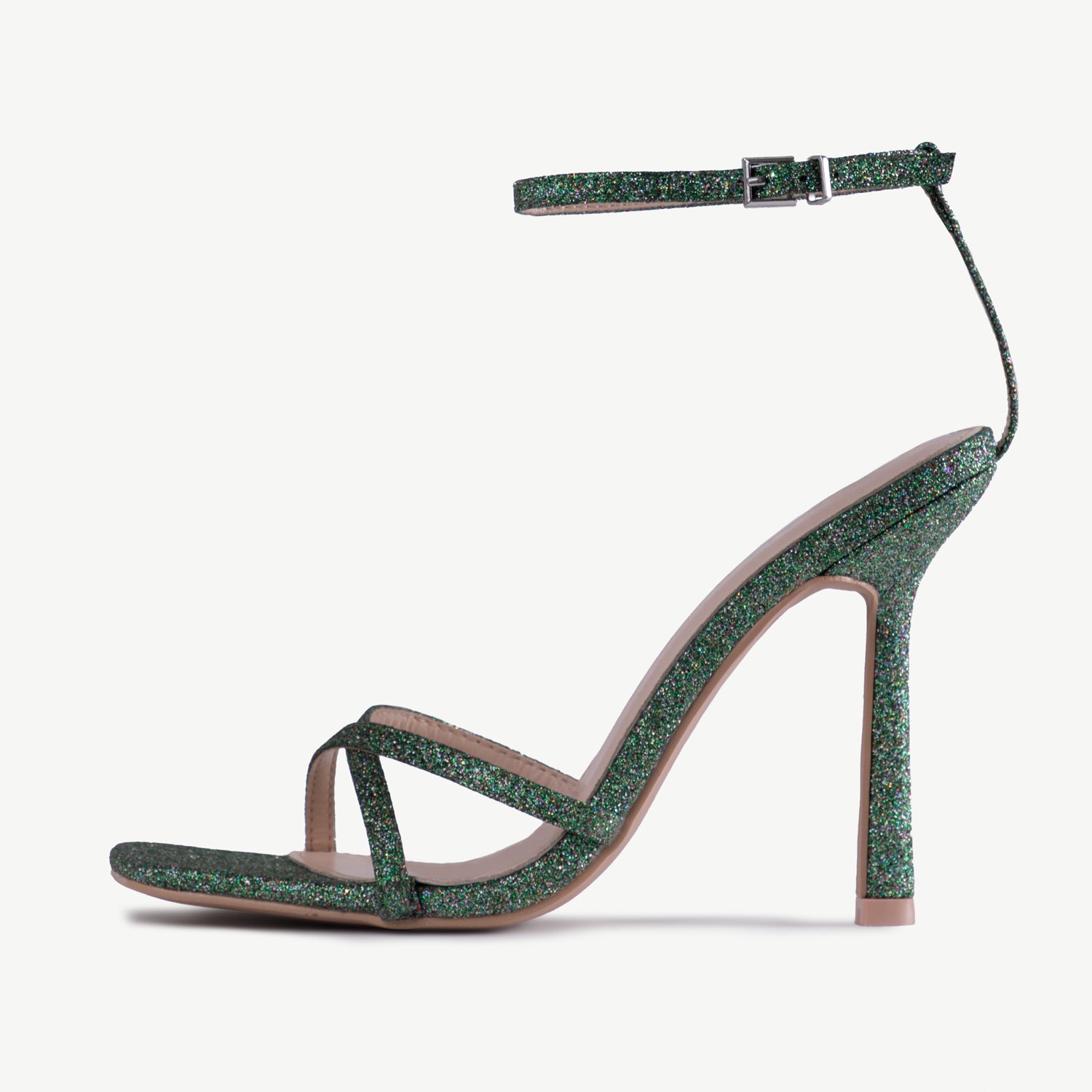 RAID Willia Heeled Sandal in Green Glitter