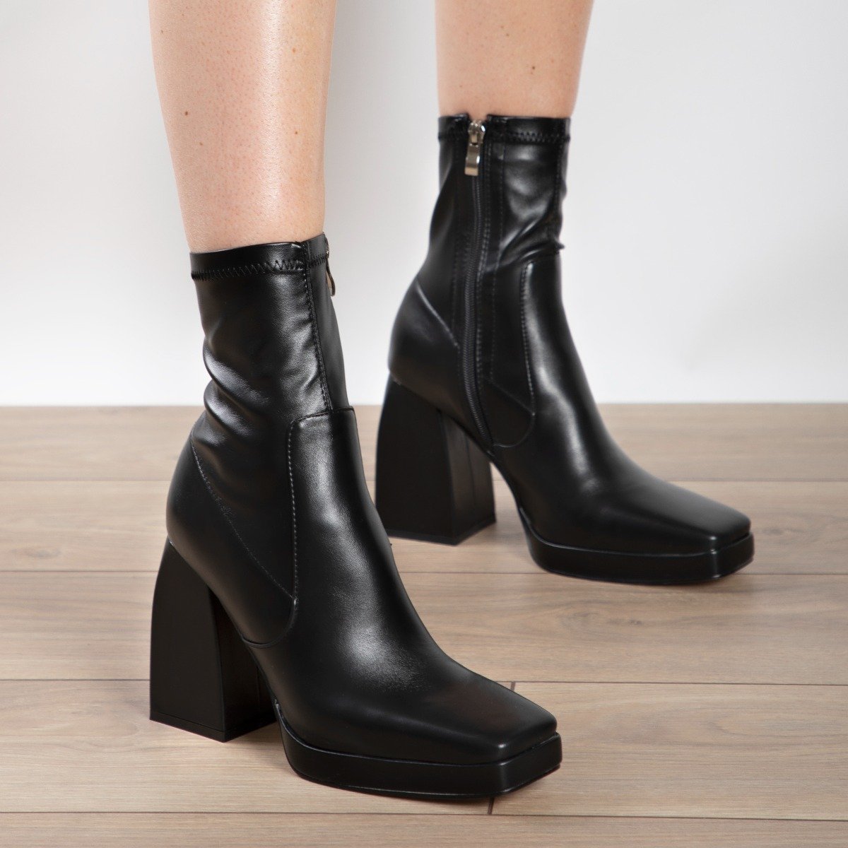 RAID Recruit Block Heeled Ankle Boot in Black